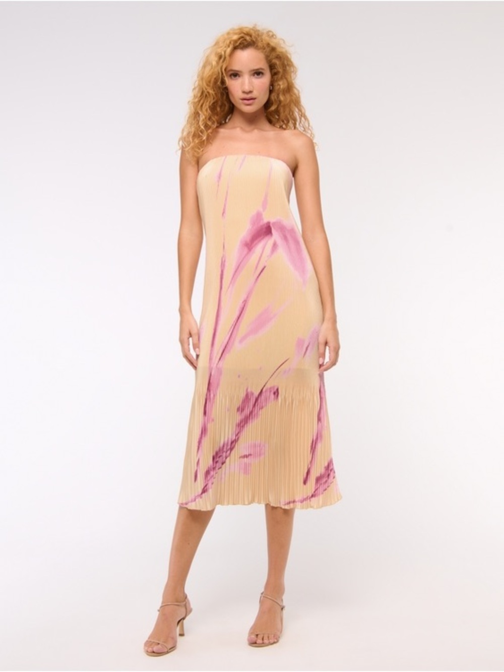 Abercrombie & Fitch Strapless Yellow and Pink Dress